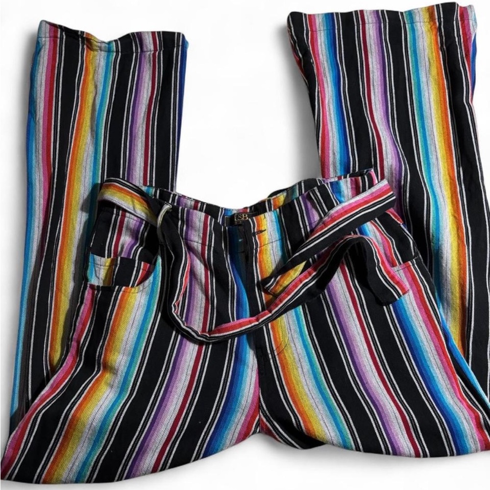 L&B Black and Blue Casual Palazzo Pants